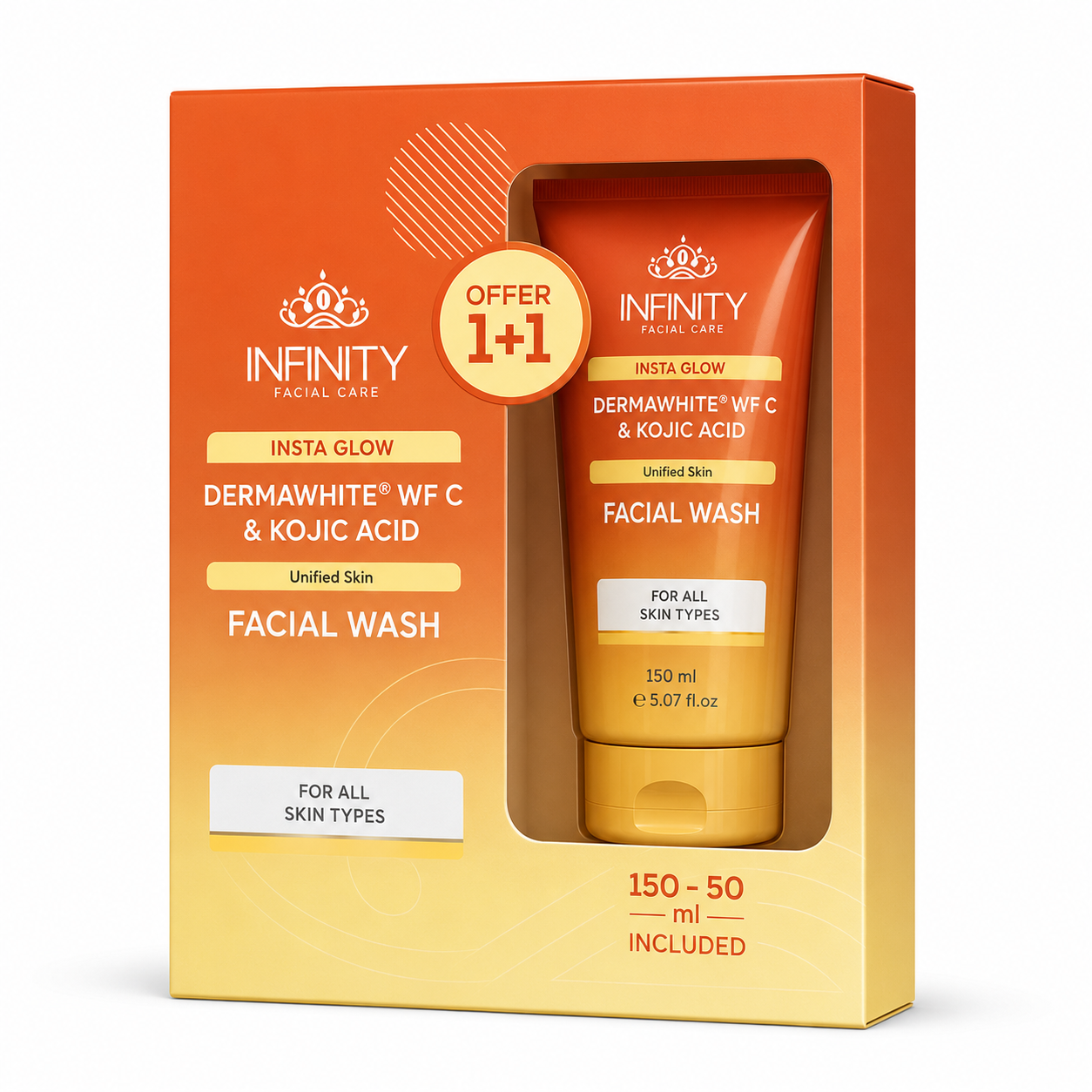 إنفينيتي إنستا جلو غسول مبيّض - عرض 1+1 - Infinity Insta Glow Facial Wash - 150مل+50مل