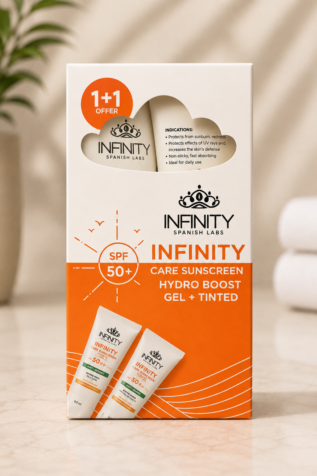 إنفينيتي كير هيدرو بوست جل + لوشن SPF50+ (عرض 1+1) - Infinity Care Sunscreen Hydro Boost Gel + Lotion - 30 مل × 2