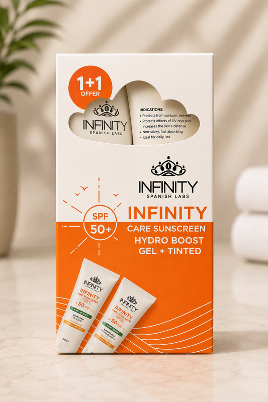 إنفينيتي كير هيدرو بوست جل + لوشن SPF50+ (عرض 1+1) - Infinity Care Sunscreen Hydro Boost Gel + Lotion - 30 مل × 2
