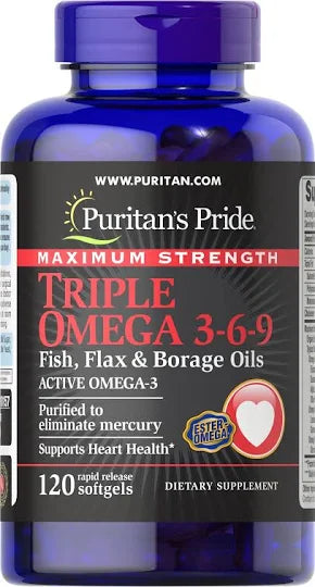 Omega-3 fatty acids Puritan’s Pride Triple Omega 3-6-9 | 120 Softgels